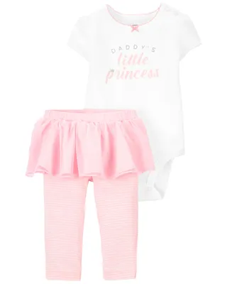 2-Piece Daddy's Little Princess Bodysuit & Tutu Pant Set