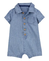 Baby Chambray Polo Romper