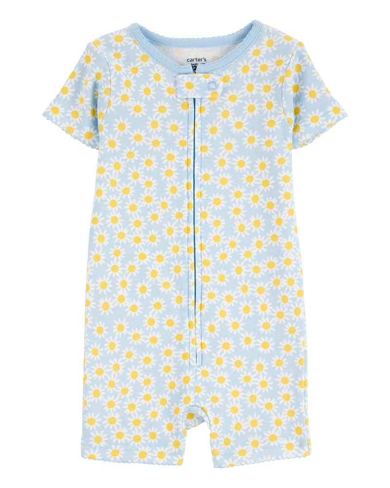 Toddler Daisy Floral Snug Fit Cotton 1-Piece Pyjamas - Blue