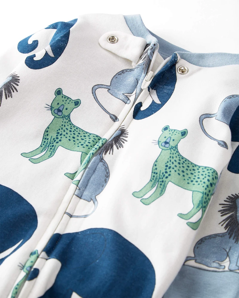 Baby Organic Cotton Sleep & Play Pyjamas Wildlife Print