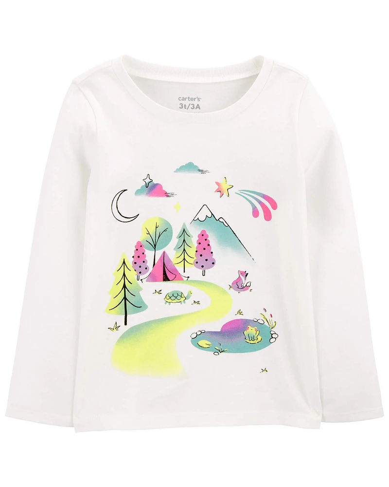 Kid Mountain Scene Cotton Blend Graphic Tee