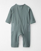 Baby Waffle Knit Button-Front Jumpsuit Made with Organic Cotton