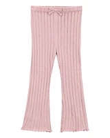 Baby Ribbed Sweater Knit Flare Pants - Pink