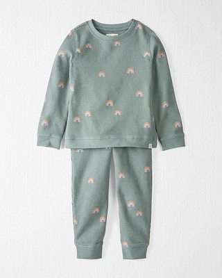 Toddler Organic Cotton Waffle Knit Set Magical Rainbow Print