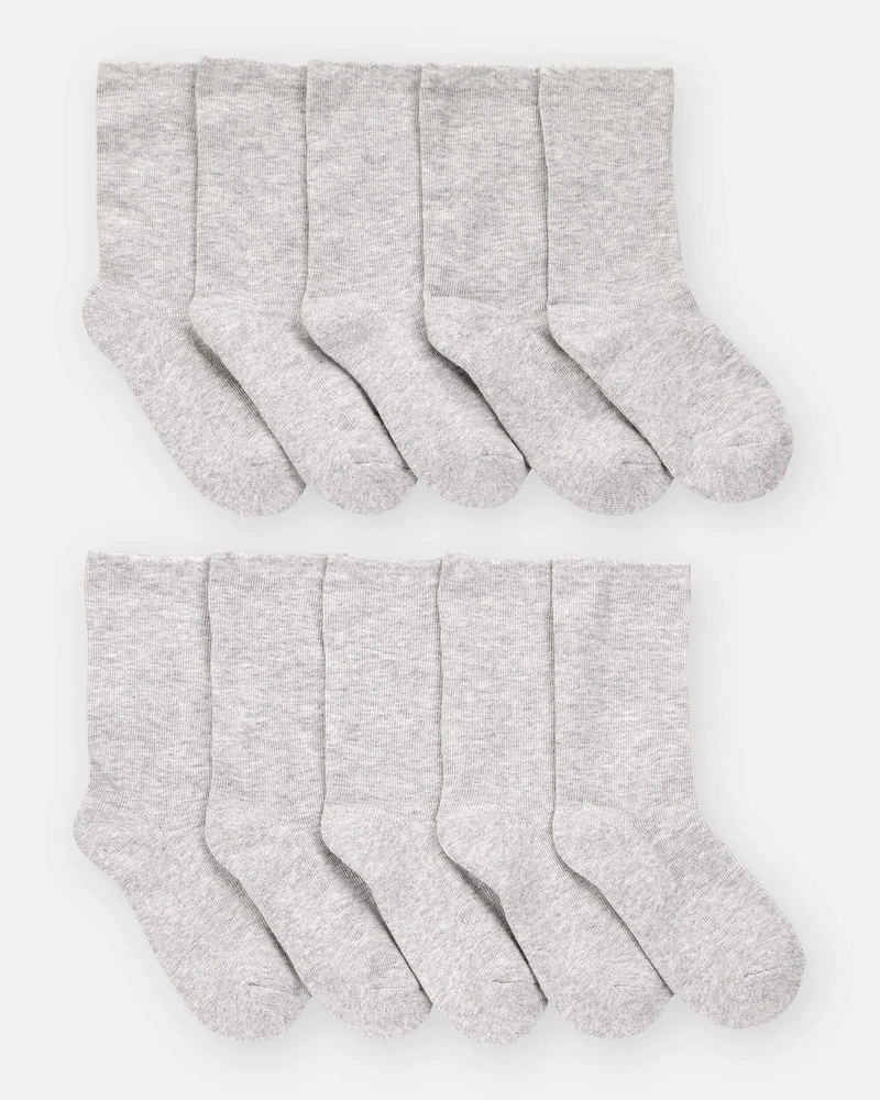 Kid 10-Pack Crew Socks - Grey