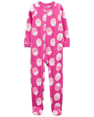 1-Piece Cupcake Fleece Footie Pyjamas