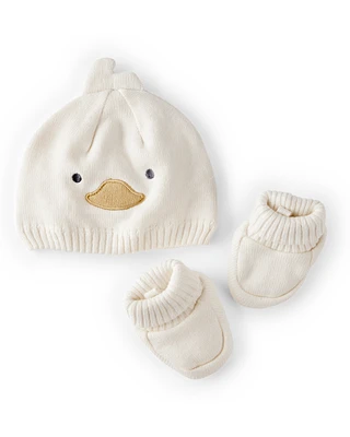 Baby 2-Piece Duck Crochet Booties & Hat