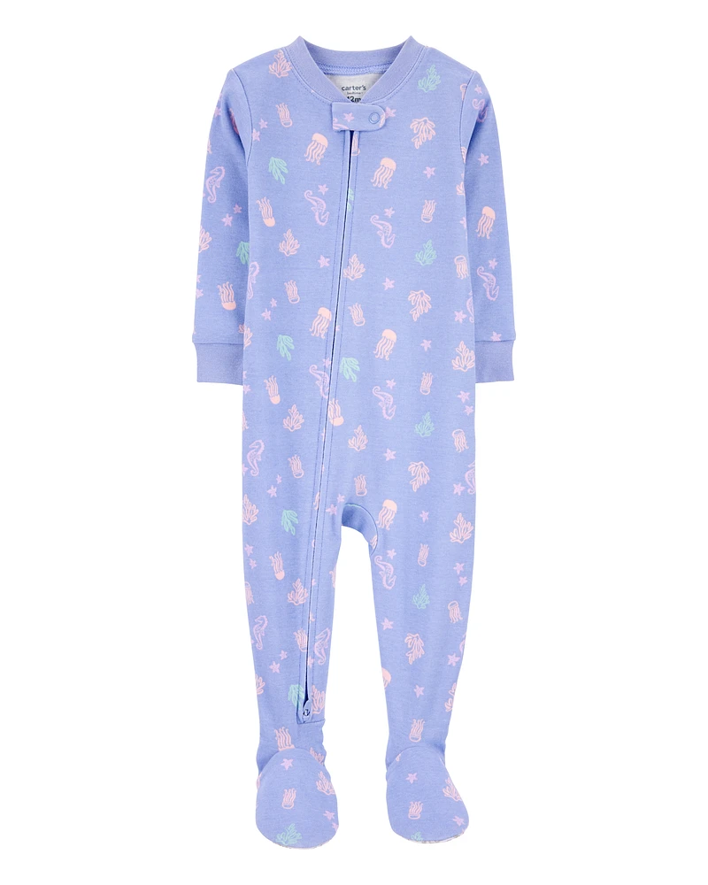 Toddler 1-Piece Jellyfish 100% Snug Fit Cotton Footie Pyjamas