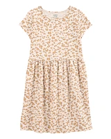 Girls Cheetah Animal Print Short-Sleeve Dress