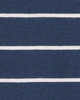 Baby Striped Snug Fit Cotton 1-Piece Pyjamas - Navy