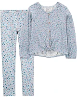 Kid 2-Piece Floral Gauze Top & Leggings Set