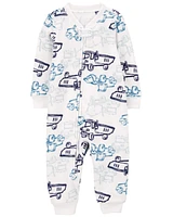 Toddler 1-Piece Construction Fleece Footless Pyjamas