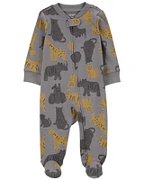 Safari Animal 2-Way Zip Sleep & Play Pajamas