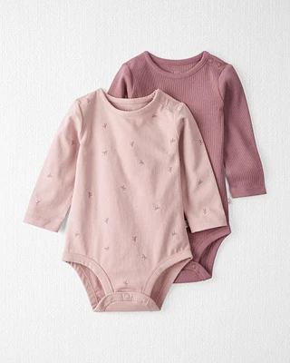 Baby 2-Pack Organic Cotton Rib Bodysuits Bows