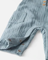 Baby Organic Cotton Gauze Overalls Blue Creek