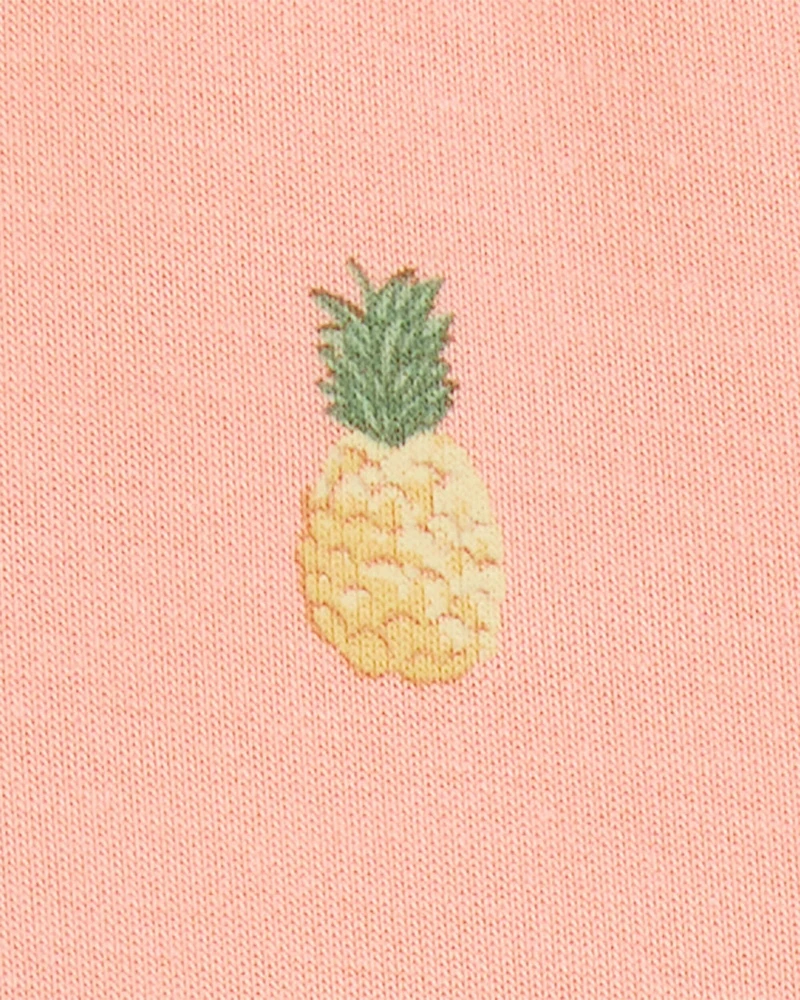 Baby Pineapple Print PurelySoft Bodysuit Dress - Coral