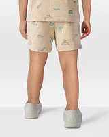Toddler Beach Print Pull-On French Terry Shorts - Khaki