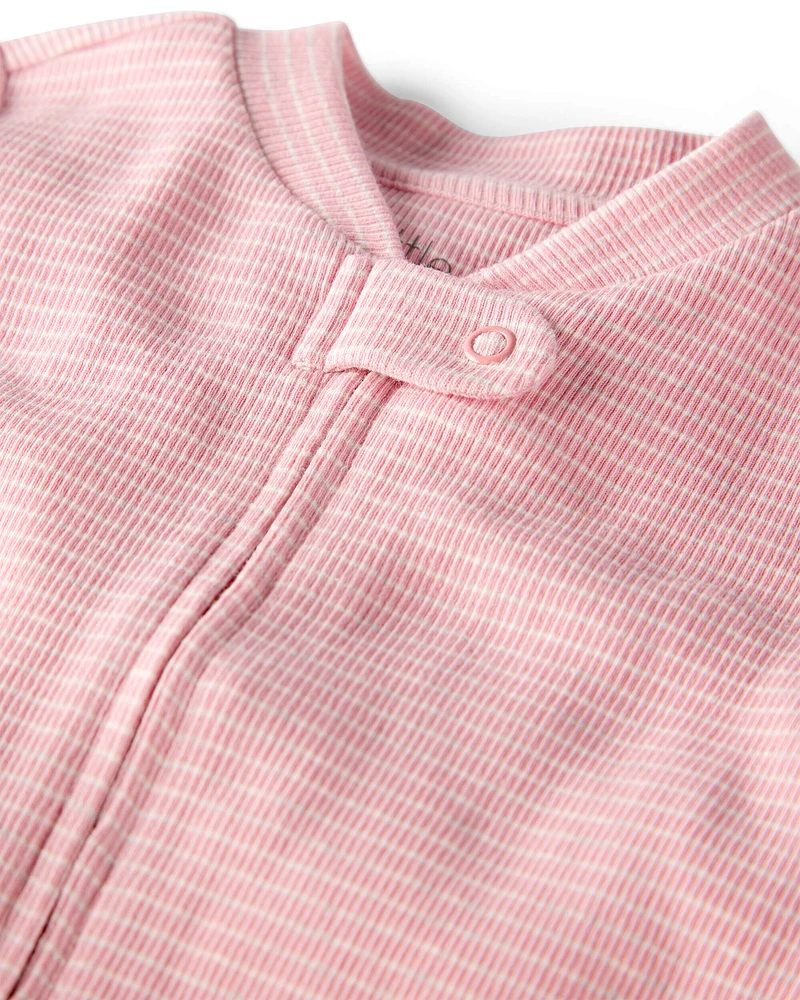 Baby Organic Cotton Sleep & Play Pink Stripes
