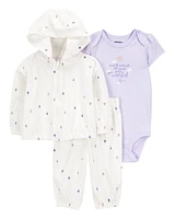 Baby 3-Piece Ice Cream Print Little Cardigan Set