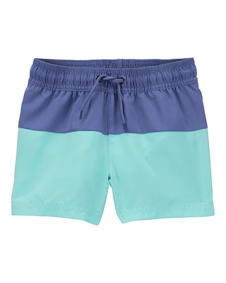 Toddler Colourblock Swim Trunks - Green/Blue