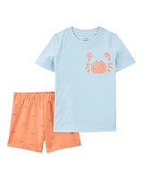 Toddler 2-Piece  Crab Short Set - Blue/Orange