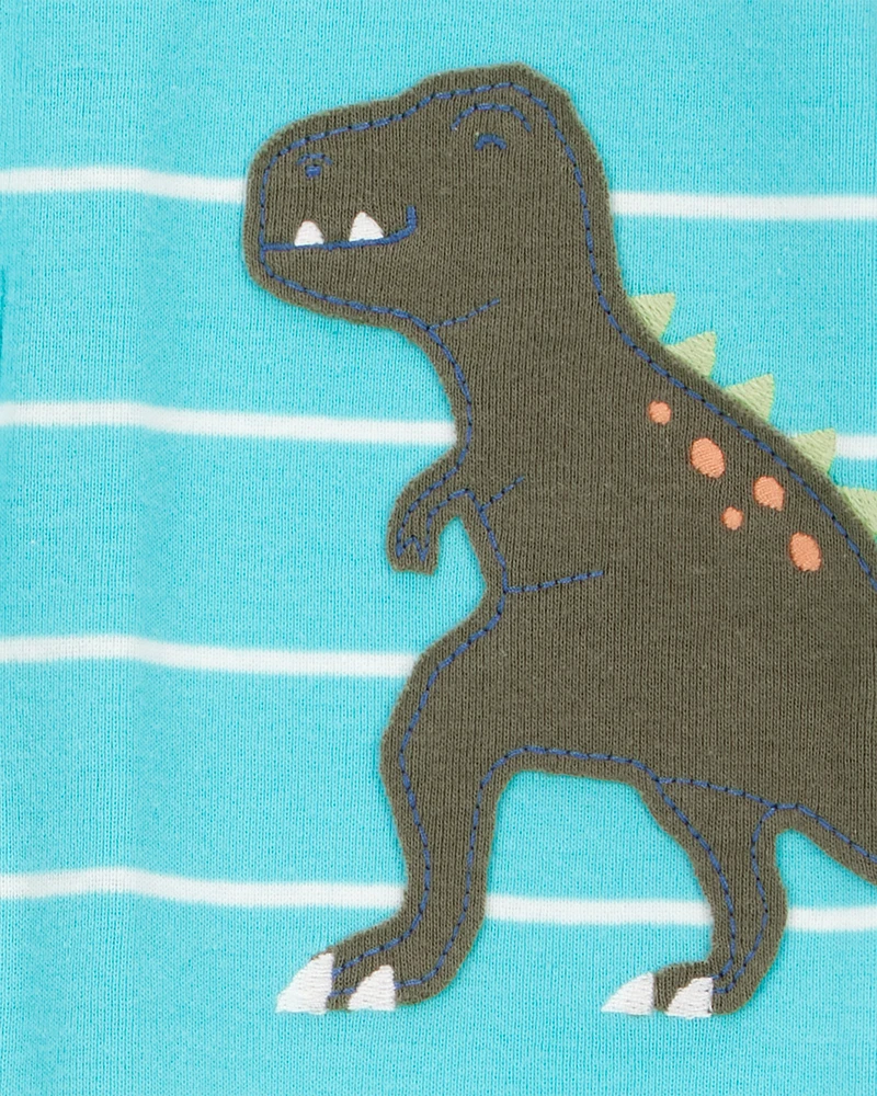 Toddler Boy 1-Piece Striped Dinosaur 100% Snug Fit Cotton Footless Pyjamas