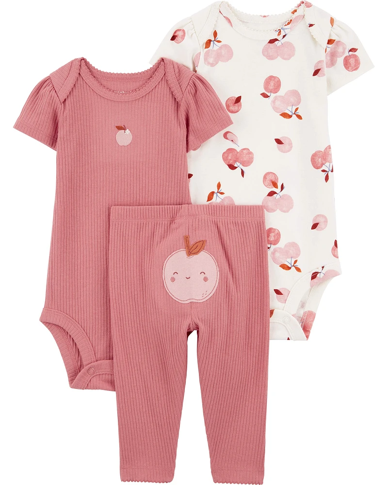 3-Piece Apple Print Little Character Set