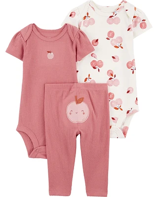 3-Piece Apple Print Little Character Set