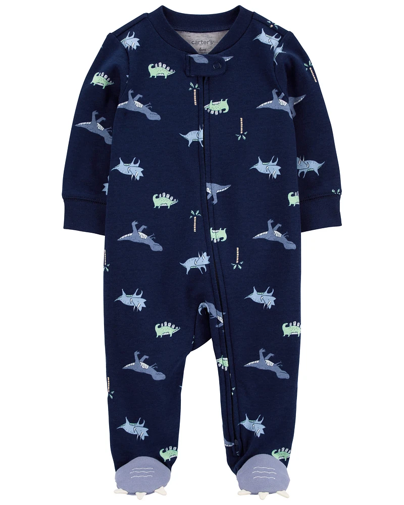 Baby Dinosaur 2-Way Zip Cotton Sleeper