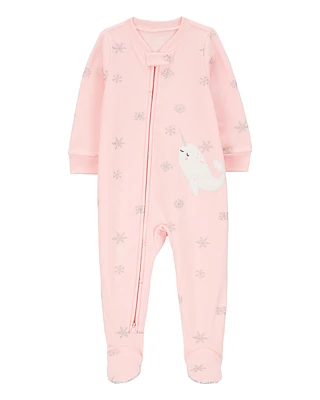 Toddler 1-Piece Narwhal Fleece Footie Pyjamas