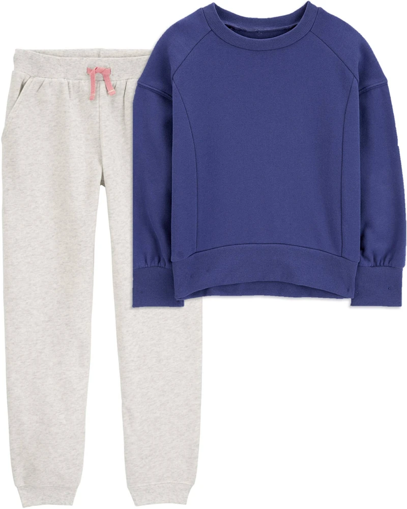 Kid 2-Piece Fleece Crew Neck Sweatshirt & Joggers Set