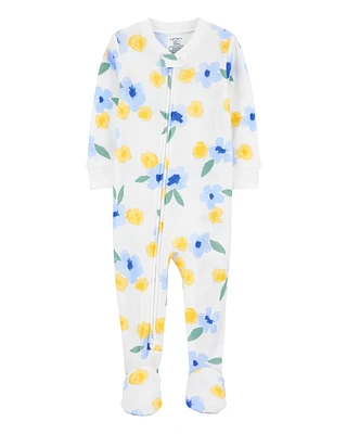 Baby Floral Waffle Knit Footie 1-Piece Pyjamas