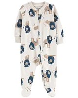 Lion 2-Way Zip Cotton Sleeper Pyjamas