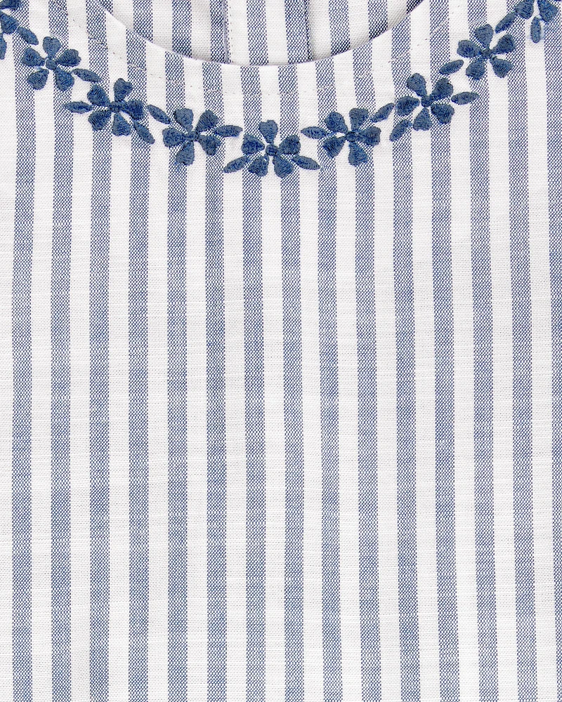 Toddler Striped Linen Look-alike Fashion Tank - Blue/White