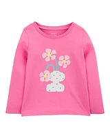 Toddler Flower Cotton Blend Graphic Tee