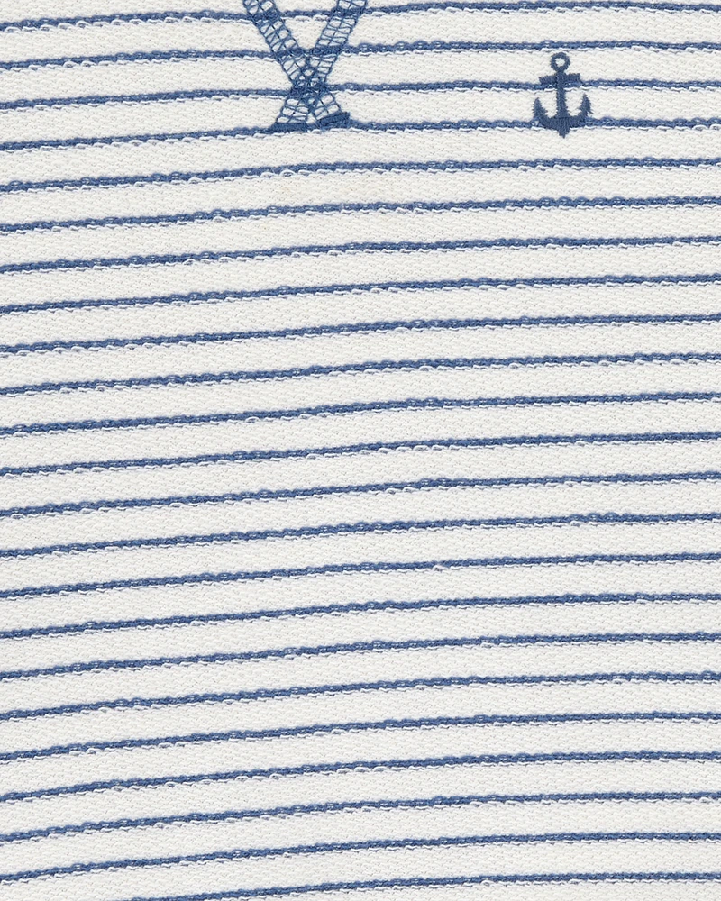 Baby Boy 3-Piece Striped Anchor Outfit Set - Blue