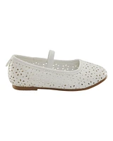 Toddler Floral Ballet Flats - White