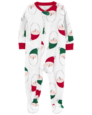 Toddler 1-Piece Santa Fleece Footie Pyjamas