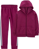 Kid 2-Piece Zip-Up Fleece Hoodie & Pants Set