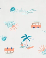 Toddler Palm Tree Print Snug Fit 4-Piece Pyjamas