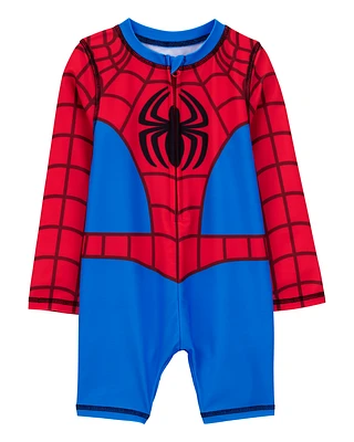 Toddler Marvel™ Spider-Man 1-Piece Rashguard Swimsuit - Blue/Red