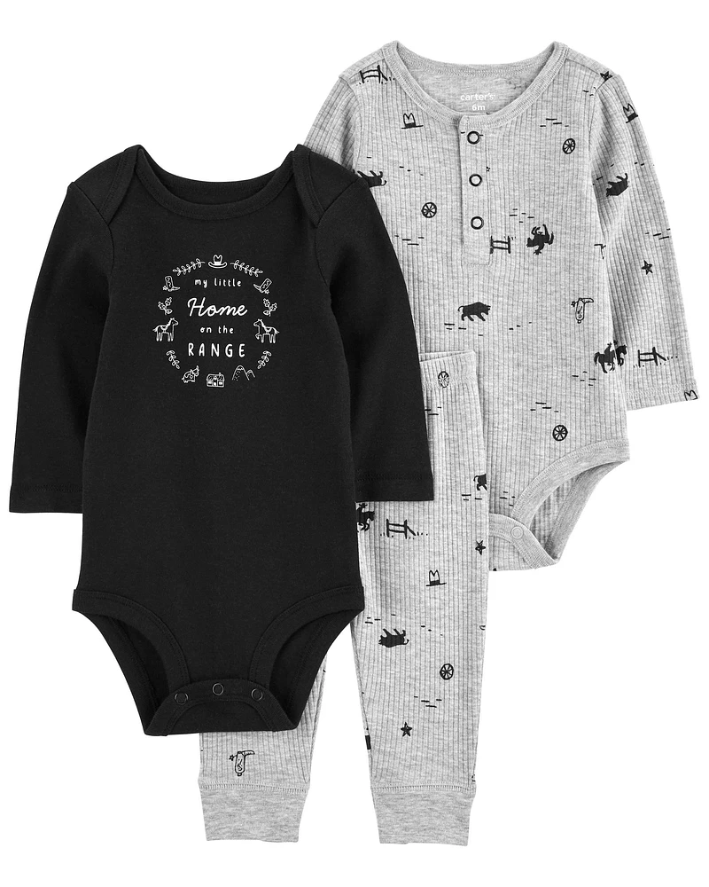 Baby 3-Piece Long-Sleeve Black Bear Set