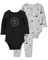 Baby 3-Piece Long-Sleeve Black Bear Set