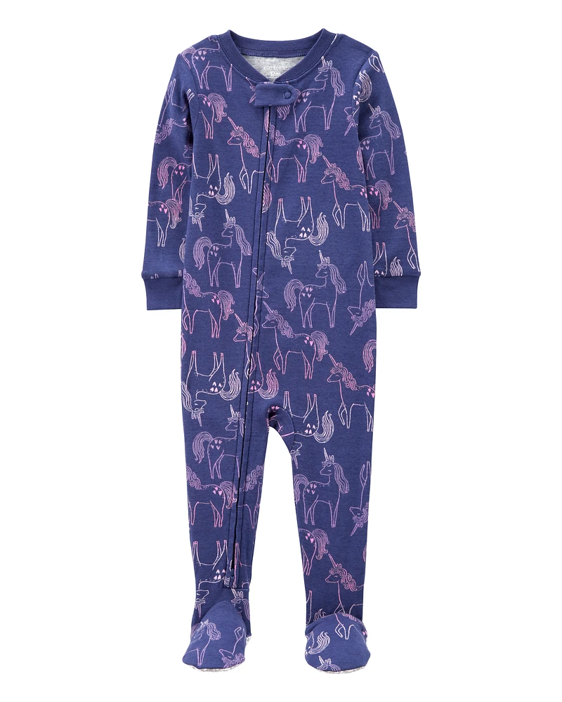 Toddler 1-Piece Unicorn 100% Snug Fit Cotton Footie Pyjamas