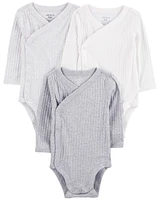 Baby 3-Pack Long-Sleeve Side-Snap Bodysuits