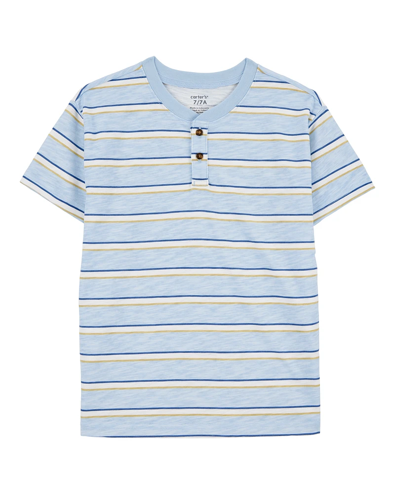 Kid Striped Knit Short-Sleeve Henley