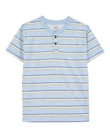 Kid Striped Knit Short-Sleeve Henley