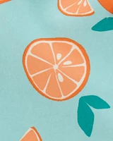 Toddler Orange Print Swim Trunks