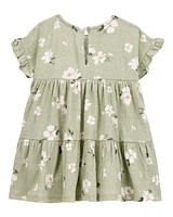 Baby Floral Tiered Dress- Green