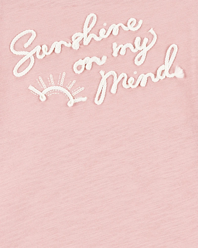 Kid Short Sleeve "Sunshine On My Mind" Fashion Top - Pink